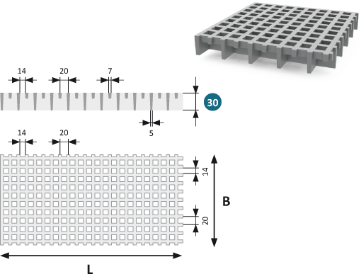 GFK Gitterrost ISO 30