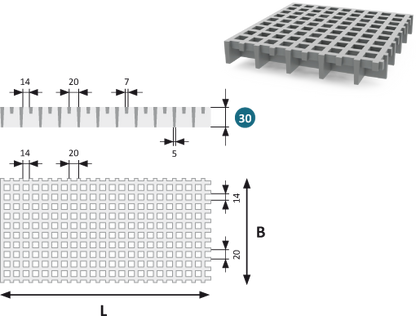 GFK Gitterrost ISO 30