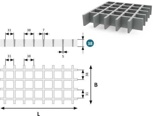 GFK Gitterrost ISO 38
