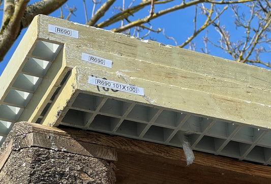 GFK-Gitterrost R690 – ISO38 Weiß 1010×1000 mm | Restposten