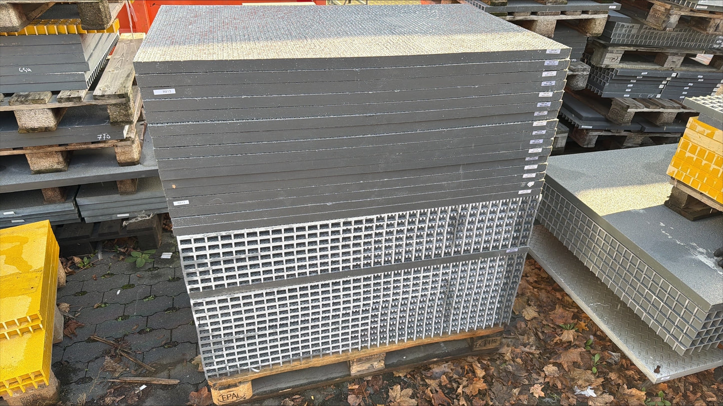 GFK-Gitterrost R813 – ISO 30 Grau 1220×750 mm | Restposten